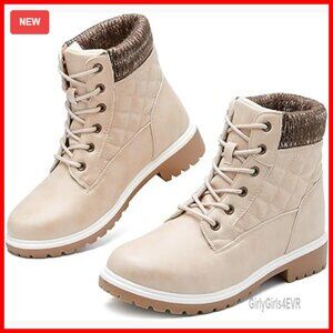 Waterproof Winter Ankle Boots with Fur Lining Non-Slip Combat Boots